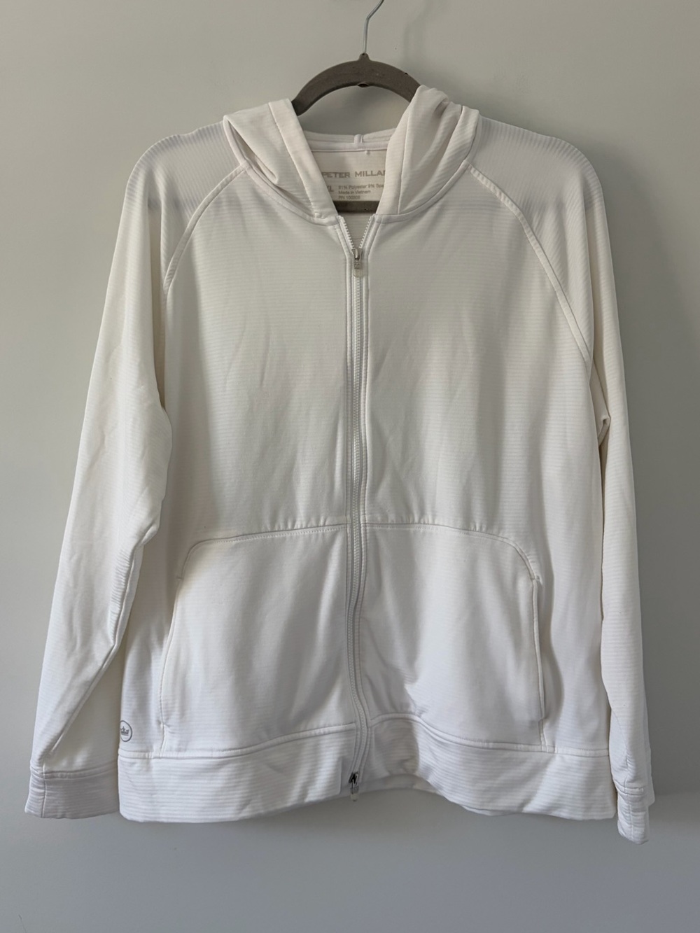 Peter Millar Women’s Beaumont Full Zip Ribbed Lightweight Golf Hoodie White XL